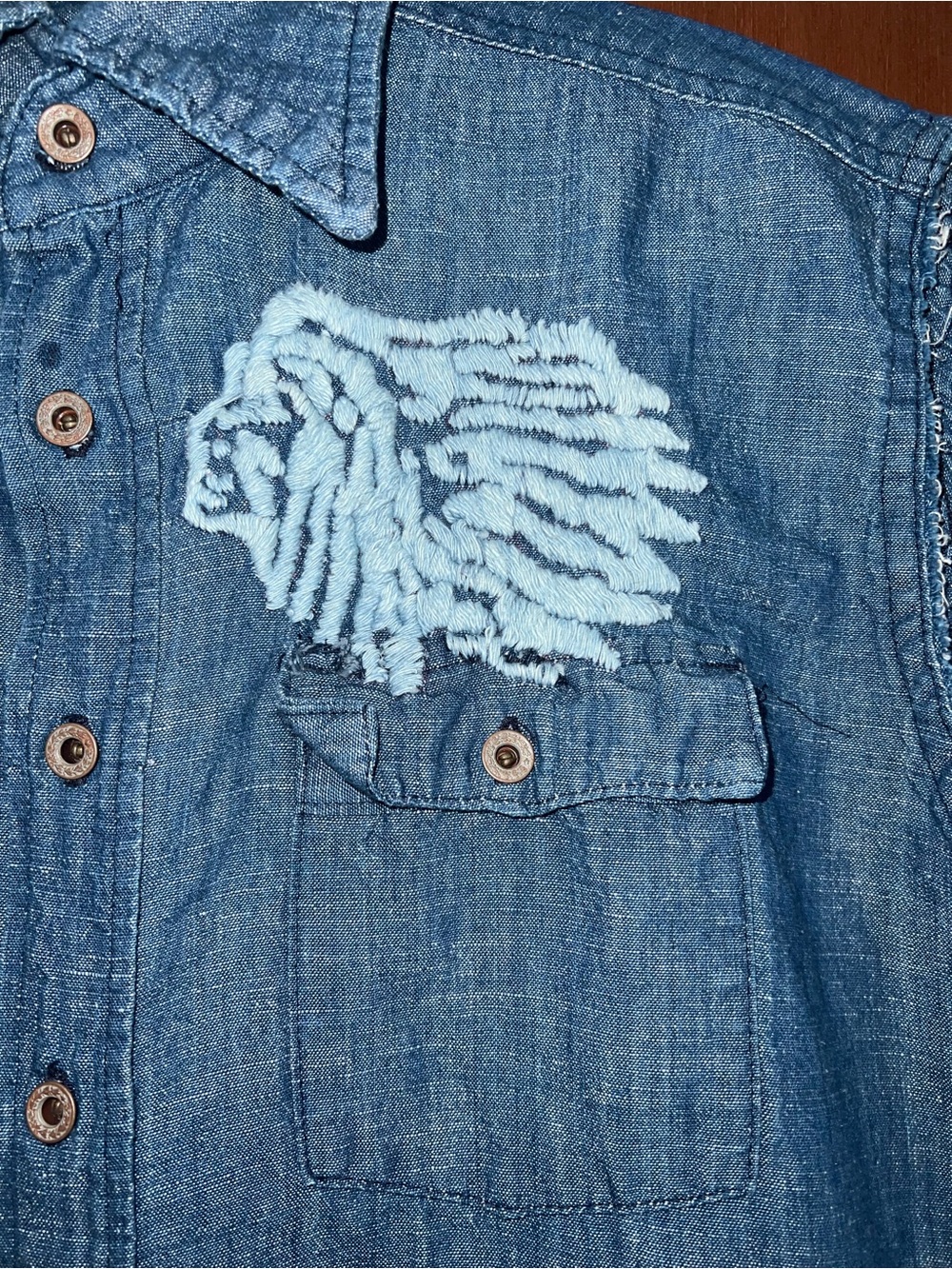 The Great China Wall Motor City Freedom Cycle Denim Shirt ASO Jessica Simpson - Picture 5 of 16